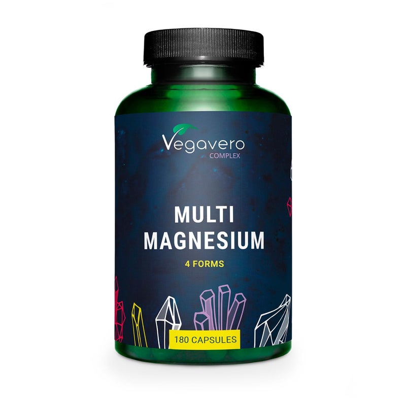 Vegavero فيغافيرو مركب المغنيسيوم المتقدم المتعدد | مع 4 أشكال مخلبية: سترات، بيسغليسينات، ماليات وتورات | فيتامينات B6 و B2 لامتصاص متفوق | 180 كبسولة نباتية | بدون إضافات - Image 1